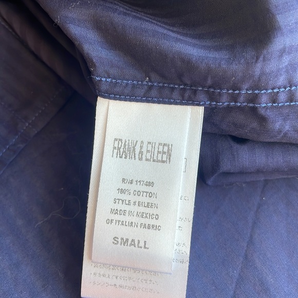 FRANK & EILEEN Eileen Sheer Poplin Striped Navy Shirt - Picture 13 of 16